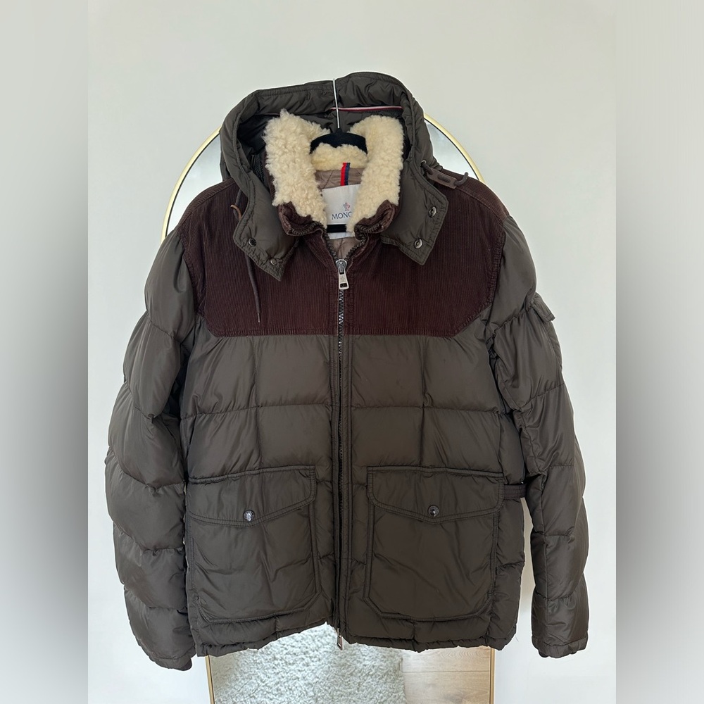 Brown Men’s Monclear Puffer Coat with detachable hood
